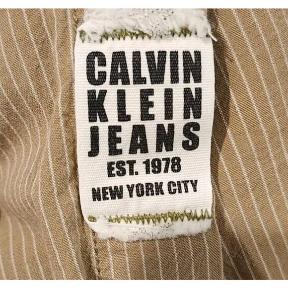 🪻BOGO🪻 CALVIN KLEIN JEANS 100% Cotton Tan Long Sleeve Button Down Shirt XL - Picture 4 of 9